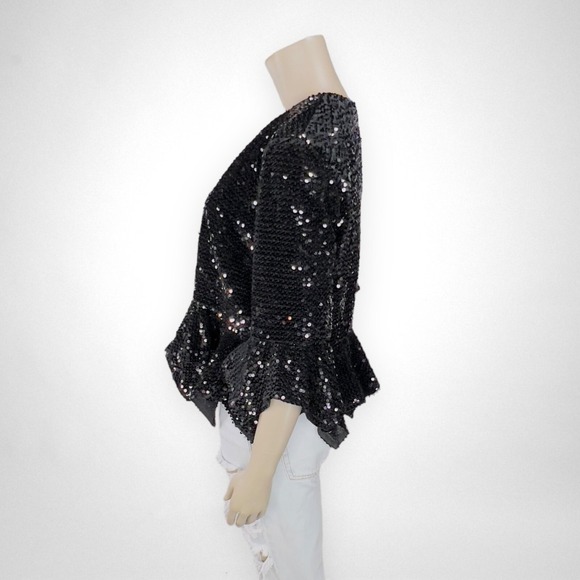 FRENCH‎ CONNECTION Alodia Sequin Cropped Jacket 12 Party Holidays - Picture 3 of 10